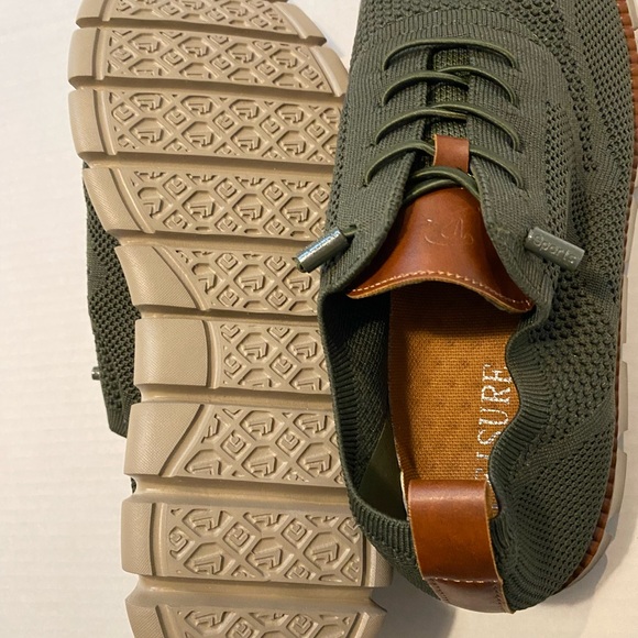 Mens Leisure Slip On Green Lace Up Lightweight Casual Dress Shoe 9.5 New - Picture 5 of 6